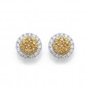 9ct-Champagne-Diamond-Cluster-Earrings Sale