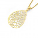 Stainless-Steel-Gold-Open-Honeycomb-Pear-Drop-Pendant Sale