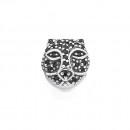 Sterling-Silver-Cubic-Zirconia-Black-Cat-Face-Bead-Charm Sale