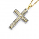 9ct-Two-Tone-Diamond-Cross-Pendant Sale