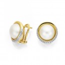9ct-10mm-Mabe-Pearl-with-Diamond-Surround-Earrings Sale