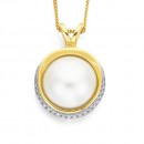 9ct-12mm-Mabe-Pearl-with-Diamond-Surround-Pendant Sale