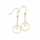 9ct-Freshwater-in-circle-on-Chain-Hook-Earrings Sale