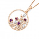 9ct-Rose-Gold-Amethyst-and-Diamond-Flowers-in-a-Circle-Pendant Sale