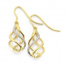 9ct-Hook-3D-Open-Twist-Diamond-Earrings Sale