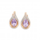 9ct-Pink-Anethyst-Diamond-Earrings Sale