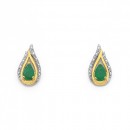 9ct-Emerald-Diamond-Earrings Sale
