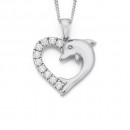 Sterling-Silver-Cubic-Zirconia-Heart-Dolphin-Pendant Sale