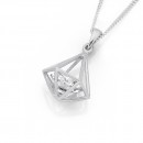 Sterling-Silver-Cubic-Zirconia-3D-Diamond-Shape-Pendant Sale
