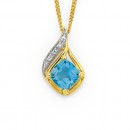 9ct-Blue-Topaz-Diamond-Pendant Sale