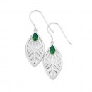Sterling-Silver-Green-Cubic-Zirconia-Open-Geometric-Pear-Drop-Earrings Sale