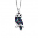 Sterling-Silver-Multi-Coloured-Crystal-Owl-Pendant Sale