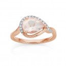 9ct-Rose-Gold-Pear-Rose-Quartz-with-Diamond-Surround-Ring Sale