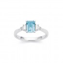 18ct-White-Gold-EmeraldCut-Aquamarine-and-Diamond-Ring Sale
