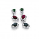 9ct-White-Gold-Emerald-Ruby-Sapphire-Diamond-Earrings Sale