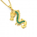 9ct-Created-Emerald-Diamond-Dragon-Pendant Sale