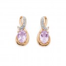 9ct-Rose-Gold-Pear-Pink-Amethyst-Diamond-Swirl-Earrings Sale
