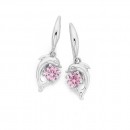 Sterling-Silver-Pink-Cubic-Zirconia-Dolphin-Drop-Hook-Earrings Sale