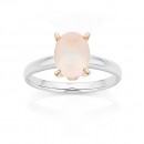9ct-White-Gold-with-Rose-Gold-Setting-Rose-Quartz-and-Diamond-Ring Sale