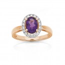 9ct-Rose-Gold-Oval-Amethyst-and-Diamond-Ring Sale