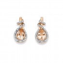 9ct-Rose-Gold-pear-Shaped-Morganite-with-Diamoand-Loop-Earrings Sale
