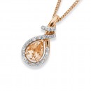 9ct-Rose-Gold-pear-Shaped-Morganite-with-Diamoand-Loop-Pendant Sale