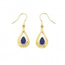 9ct-Created-Sapphire-and-Diamond-Drop-Earrings Sale