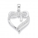 Sterling-Silver-Cubic-Zirconia-Heart-with-Ribbon-Pendant Sale