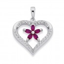 Sterling-Silver-Cubic-Zirconia-Heart-with-Flower-Pendant Sale