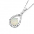 Sterling-Silver-Cubic-Zirconia-Ceated-Opal-Pendant Sale