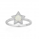 Sterling-Silver-Cubic-Zirconia-Created-Opal-Star-Ring Sale
