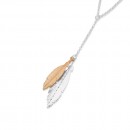 Sterling-Silver-Rose-Gold-Plated-Two-Feathers-Drop-Necklet Sale