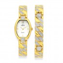 Elite-Ladies-Gold-Tone-Stone-Set-Watch-Bracelet-Set Sale