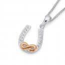Sterling-Silver-Rose-Gold-Plated-Cubic-Zirconia-Horseshoe-Pendant Sale
