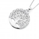 Sterling-Silver-Round-Cubic-Zirconia-Tree-of-Life-Pendant Sale
