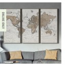 Design-Republique-World-Map-Natural-3-Piece-Framed-Canvas Sale