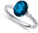 9ct-White-Gold-London-Blue-Topaz-Diamond-Ring Sale
