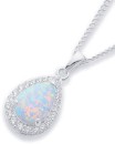 Sterling-Silver-Cubic-Zirconia-Created-Opal-Pear-Pendant Sale