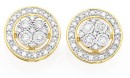 9ct-Two-Tone-Gold-Diamond-Round-Cluster-Stud-Earrings Sale
