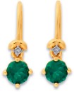 9ct-Created-Emerald-Diamond-Hook-Earrings Sale
