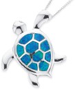 Sterling-Silver-Blue-Simulated-Opal-Turtle-Pendant Sale