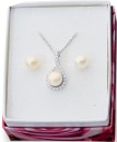 Sterling-Silver-Cubic-Zirconia-Freshwater-Pearl-Pendant-Studs-Set Sale