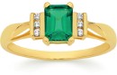 9ct-Created-Emerald-Diamond-Shoulder-Ring Sale