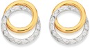 9ct-Two-Tone-Diamond-cut-Double-Circle-Stud-Earrings Sale