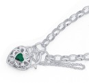 Silver-Green-Cubic-Zirconia-Padlock-Bracelet Sale