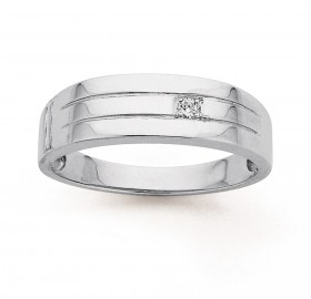 Sterling+Silver+Gents+Cubic+Zirconia+Ring+%28Size+V%29