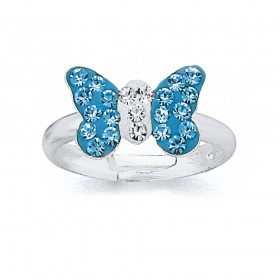 Childs-Blue-Crystal-Butterfly-Ring-in-Sterling-Silver on sale