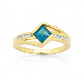 9ct-London-Blue-Topaz-Diamond-Ring on sale