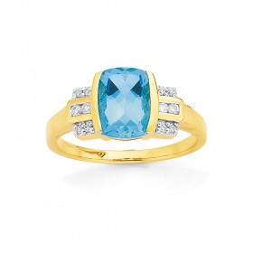 9ct-Blue-London-Topaz-Diamond-Heart-Ring on sale