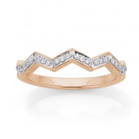 9ct+Rose+Gold+Wave+Diamond+Ring
